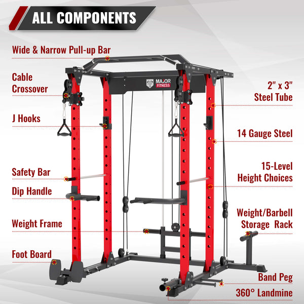 MAJOR FITNESS Power Rack PLM03 All Components
