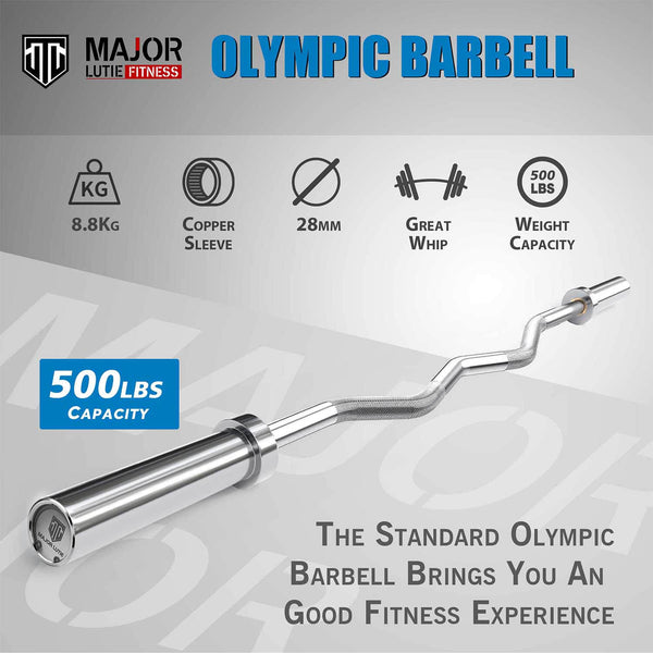 MAJOR FITNESS 4ft Olympic EZ Curl Barbell
