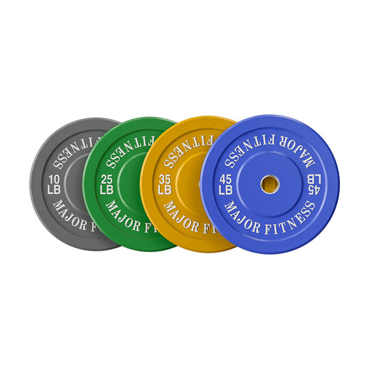 MAJOR FITNESS Low Bounce Bumper Plates Olympic Weight Plates 10LB-55LB Set