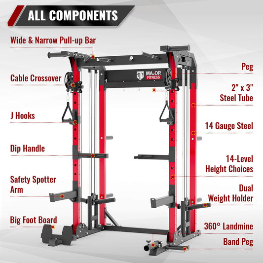 MAJOR FITNESS All-In-One Home Gym Power Rack Raptor F22