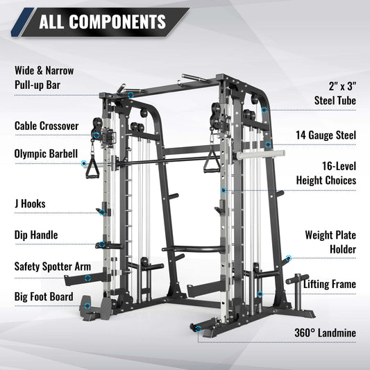 MAJOR FITNESS All-In-One Home Gym Smith Machine Package Spirit B2