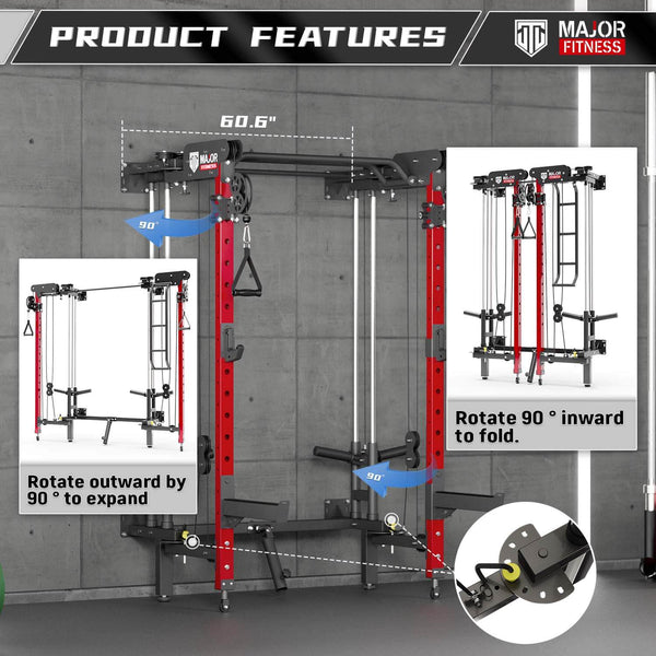 MAJOR FITNESS All-In-One Home Gym Folding Power Rack Lightning F35
