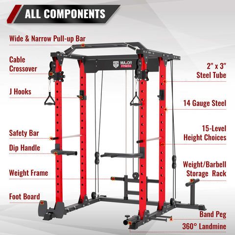 MAJOR FITNESS All-In-One Home Gym Power Rack Package PLM03