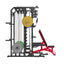 Major Fitness cable crossover smith machine spirit b52 with a bench and 230lb set weight plates left view
