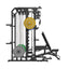 Major Fitness smith machine home gym spirit b52 with a bench and 230lb set weight plates left view
