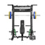 Major Fitness home smith machine with cable spirit b52 with a bench and 230lb set weight plates front view

