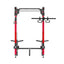 Red Folding Power Rack with Multifunctional Handle Bar front view
