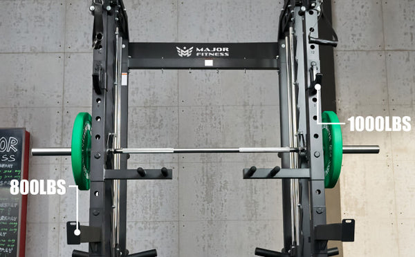 Smith Machine Spirit B52 features a 1000 lb weight capacity for J-Hooks and an 800 lb capacity for Safety Arms