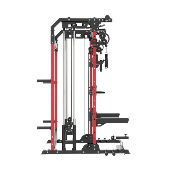 home gym power rack raptor f22 red left view
