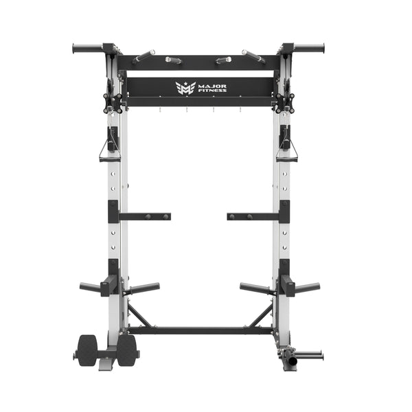 home gym power rack raptor f22 white front view
