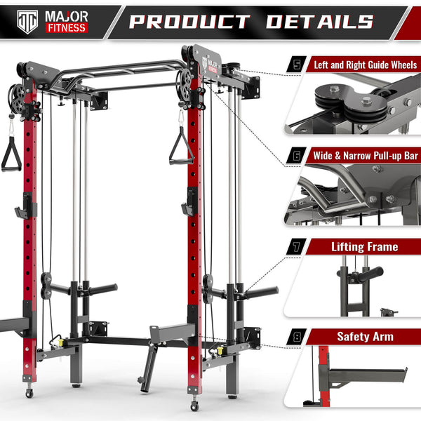 MAJOR FITNESS F35 All-In-One Folding Power Rack - Versatile, Space