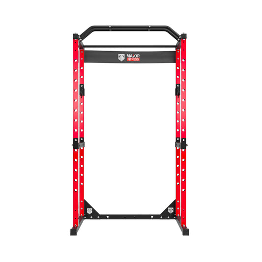 major fitness power rack raptor f16 red front view