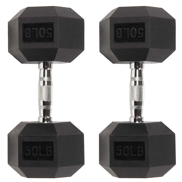 MAJOR LUTIE Rubber Hex Dumbbells Fitness Accessories 50lbs Dumbbells for Strength Training

