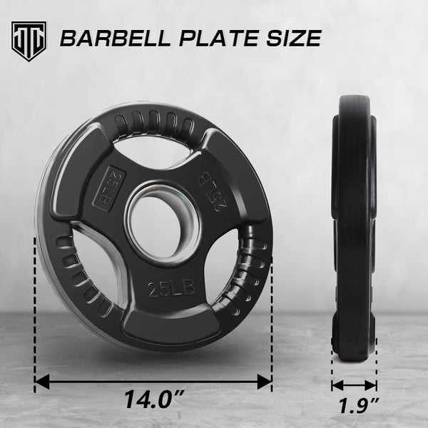 MAJOR LUTIE Standard Olympic Plates for Barbell Weight Plates Set 2-Inch Rubber Grip Plates for Home Gym